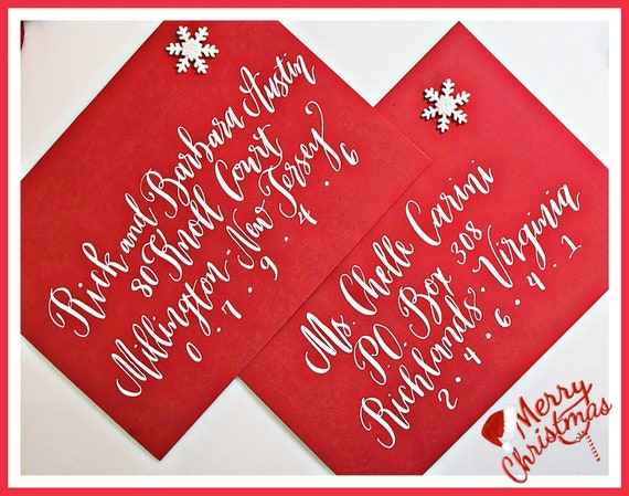 Fun, Modern and Festive Christmas Calligraphy Envelope Addressing