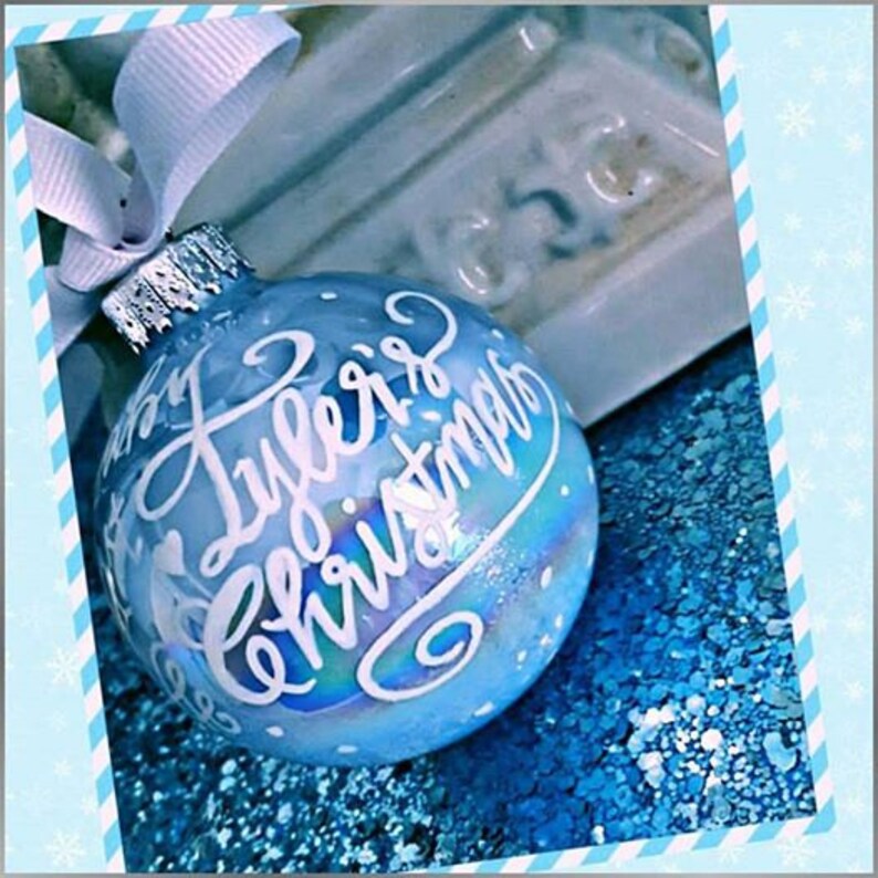 Painted Glass Calligraphy Christmas Ornaments Personalized Etsy