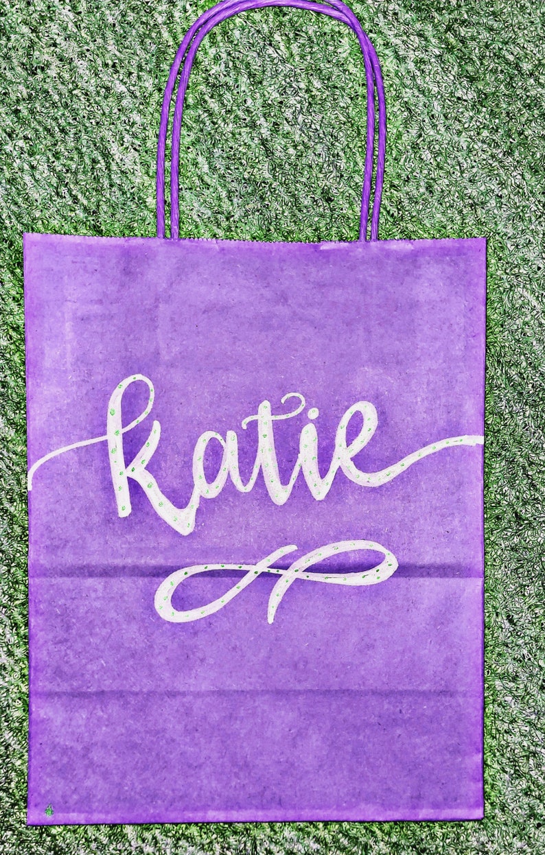 Custom Calligraphy Kraft Bags Personalized Bags Etsy