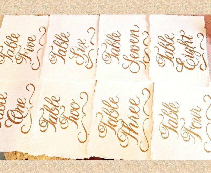 calligraphy table numbers customizable for weddings and other etsy