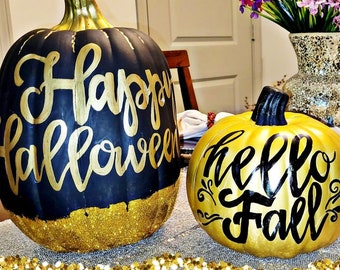 Calligraphy Pumpkin- Personalized, Fall Pumpkin, Craft Pumpkin, Fall Decor, Halloween Pumpkin