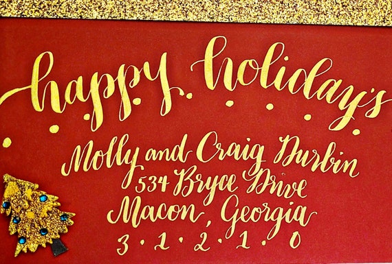 Creative and Fun Christmas Calligraphy Envelope Addressing