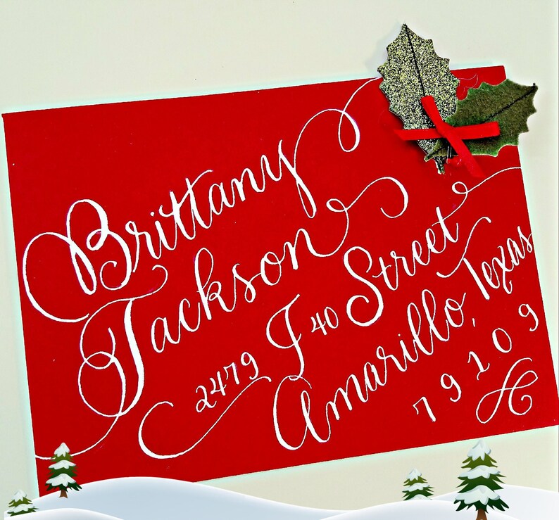 Calligraphy Christmas Card, Custom and Unique, Handwritten Calligraphy, Personalize how you wish image 2