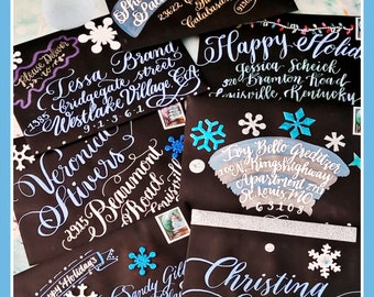 Striking and Beautiful Christmas Calligraphy Envelope Addressing - Customize how you wish.