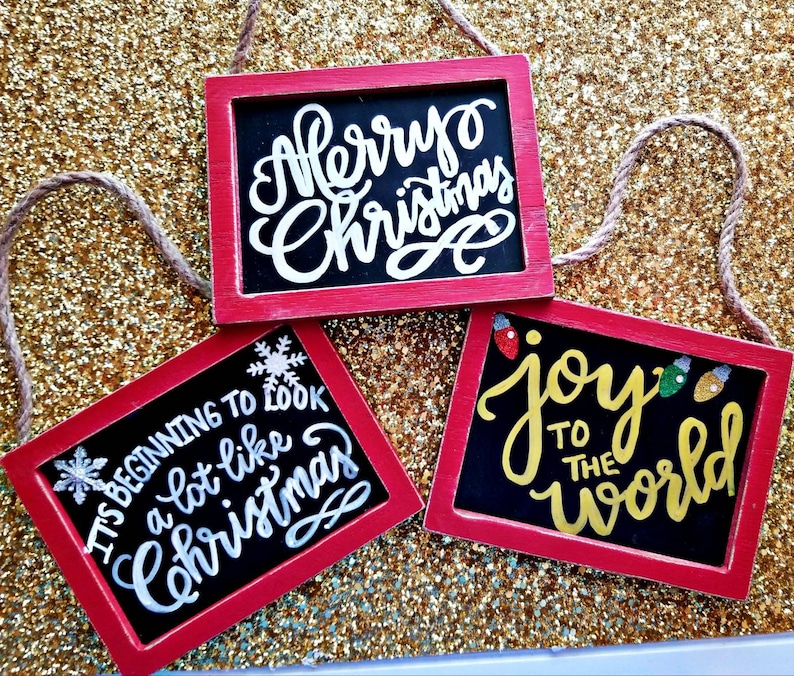 Chalkboard Calligraphy Christmas Ornament image 1