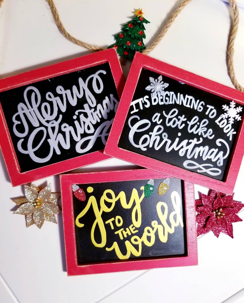 Chalkboard Calligraphy Christmas Ornament image 2