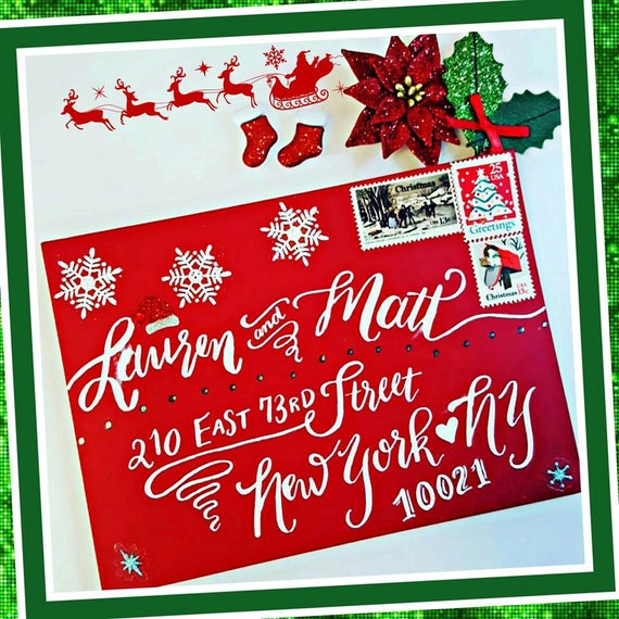 Creative and Fun Christmas Calligraphy Envelope Addressing