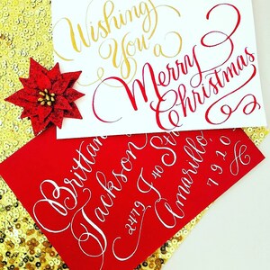 Calligraphy Christmas Card, Custom and Unique, Handwritten Calligraphy, Personalize how you wish image 1