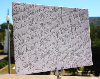 Slanted Custom Calligraphy Wedding Invitation. Digital File or Printed