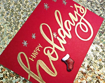Calligraphy Christmas Card, Custom and Unique, Handwritten Calligraphy, Personalize how you wish!