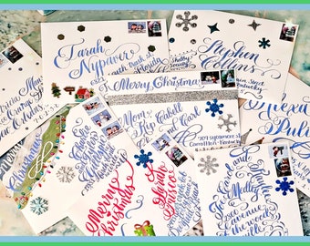 Striking and Beautiful Christmas Calligraphy Envelope Addressing - Customize how you wish.