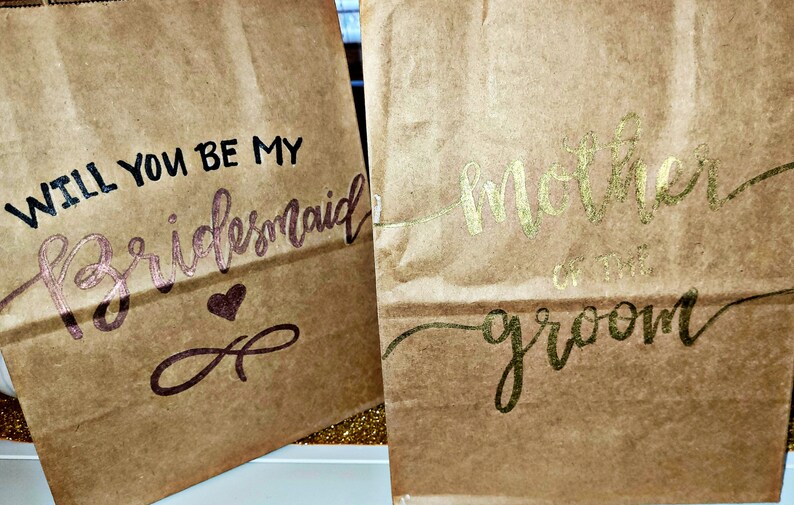 Custom Calligraphy Kraft Bags Personalized Bags Etsy