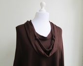 PLATONA Tunic Dress Vest  Quirky Avant garde  Sleeveless Plus Size Maternity Chocolate Brown Knitted Cotton Jersey