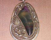 Sterling Silver Native American Stone Claw Pendant Cord Necklace