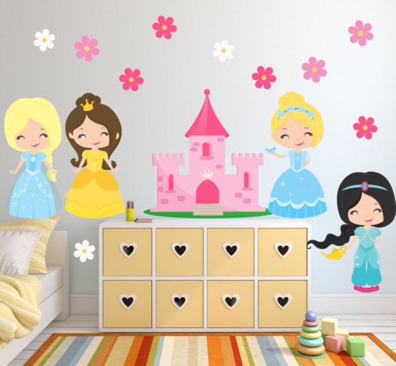 princess wall decal girls room fabric wall sticker decal | etsy