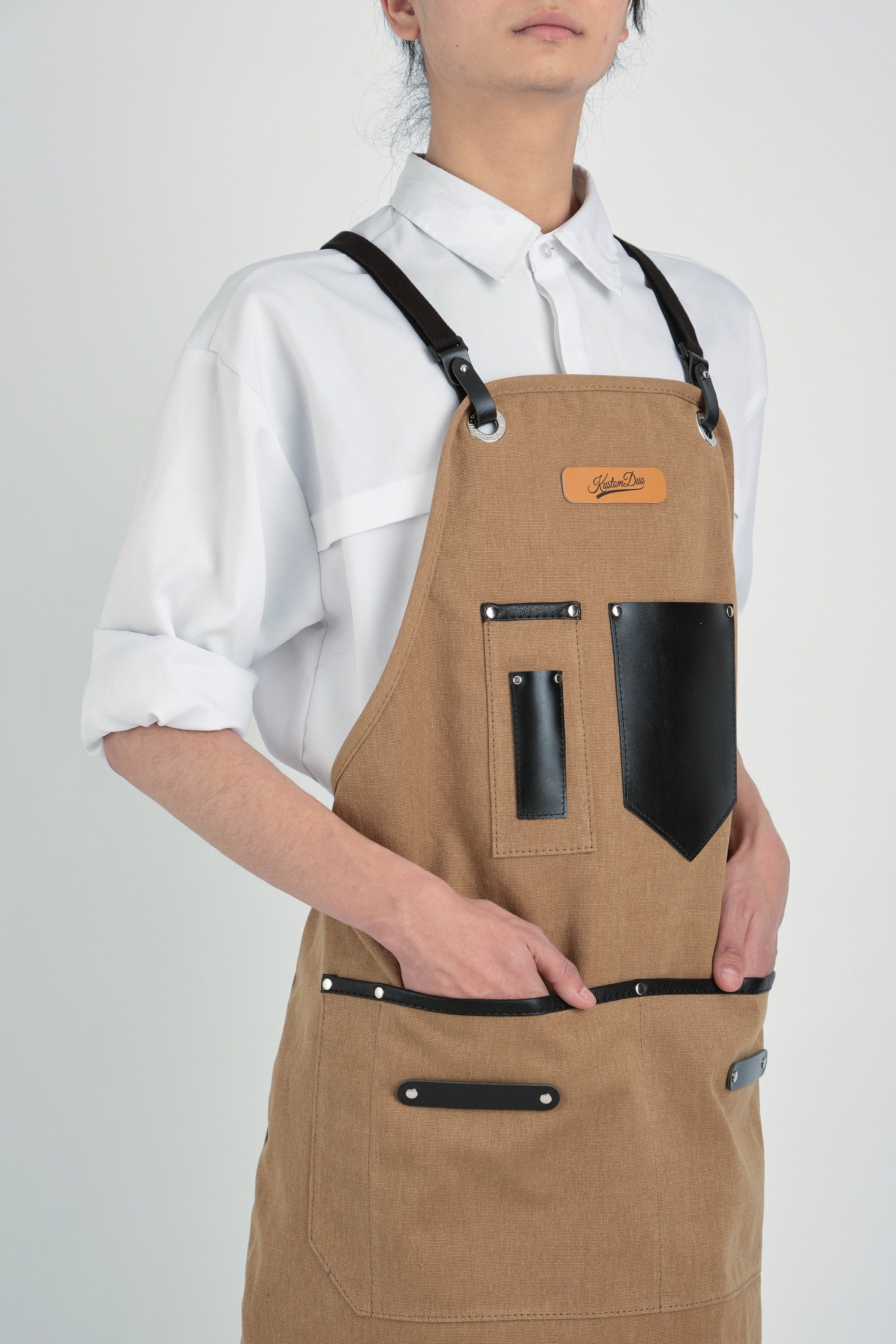 Woodworking Apron in Tan Brown Canvas Choice of Strap Etsy