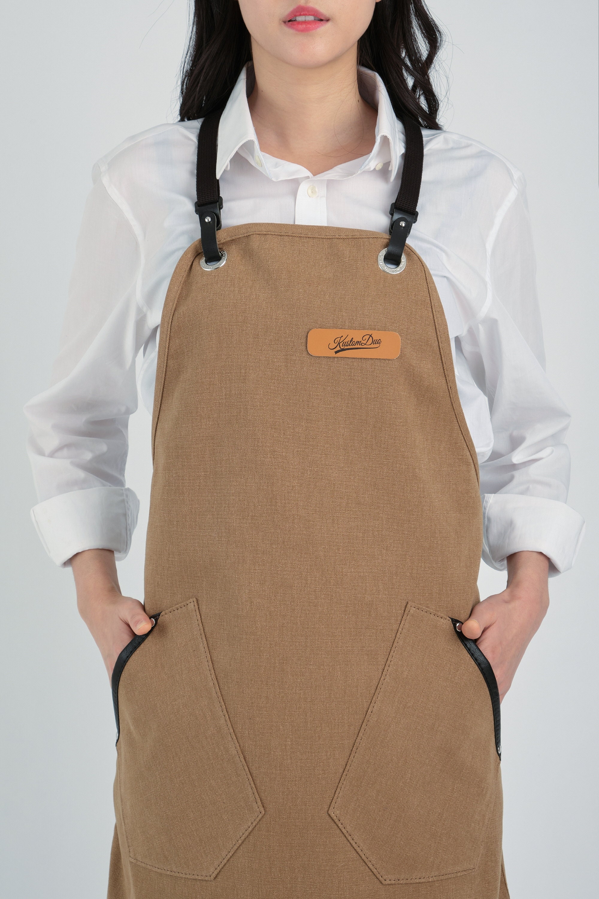 Premium Apron in Tan Brown Canvas Choice of Strap Etsy
