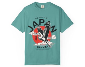 Japanese Crane Graphic T-Shirt, Japan Inspired Artwork