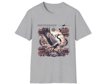 Soaring Elegant Crane T-Shirt | Vintage Asian Graphic