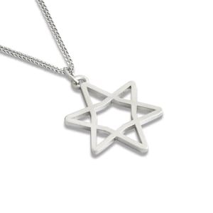 Simple 925 Sterling Silver Star of David Hollow Necklace