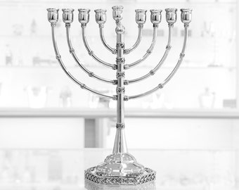 Sterling Silver Hanukkah Menorah with Handmade Classic Filigree Design