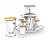 Classic 925 Sterling Silver Wine Fountain - Unique Shabbat Kiddush Cup Set