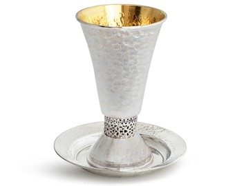 Beautiful 925 Sterling Silver Kiddush Cup with Traditional Yemenite Decoration - Unique Judaica Gift