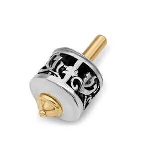 One-of-a-Kind Spinning Chanukka Dreidel in 925 Sterling Silber und Messing gefertigt