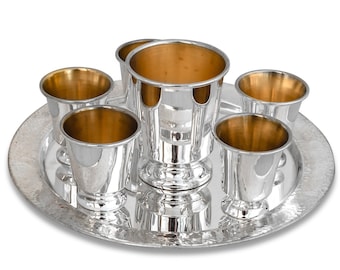 Modern 925 Sterling Silver Kiddush Cup with Personalized Engraving - Modern Jewish Wedding Gift