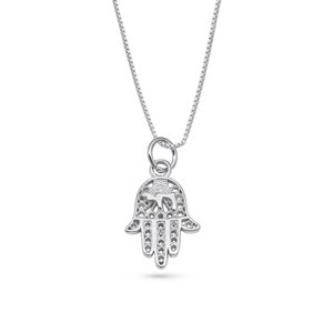925 Sterling Silver Dainty & Unique Hamsa Lucky Hand Necklace with Hebrew Word Chai Crafted in Filigree Technique