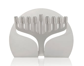 Unique Aluminum Hanukkah Menorah with Bend Design