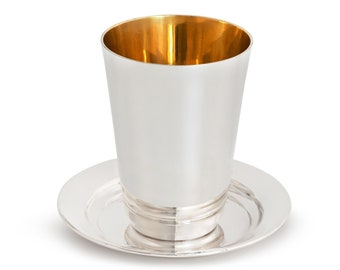 Modern 925 Sterling Silver Kiddush Cup - Judaica Wedding Cup