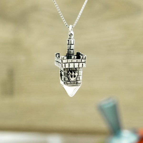 Unique 925 Sterling Silver Dreidel Pendant - Hanukkah Jewelry Gift