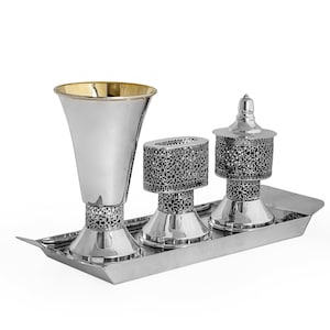 One-of-a-Kind Jewish Wedding Gift Made of 925 Sterling Silver Havdallah Set - Shabbat Judaica Gift
