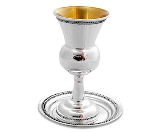 Kiddush Cup Made of 925 Sterling Silver with Yemenite Filigree Design - Unique Jewish Wedding Gift