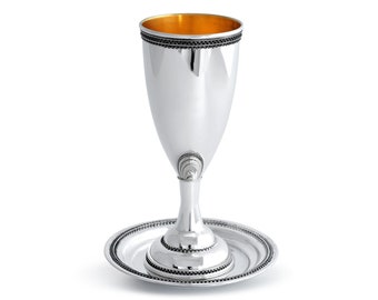 Classic 925 Sterling Silver Champagne Glass Shape Kiddush cup with Filigree Design - Unique Anniversary Gift