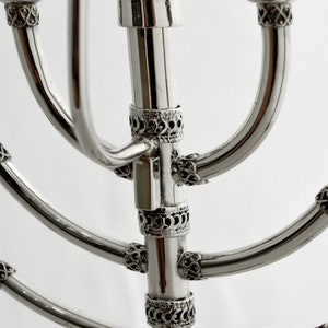 Silver Kinetic Hanukkah Menorah & Candelabra Crafted in 925 Sterling Silver Dual Purpose image 4
