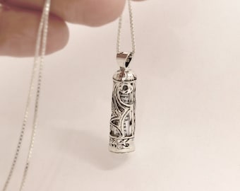 Stunning 925 Sterling Silver Mezuzah Necklace with Scroll