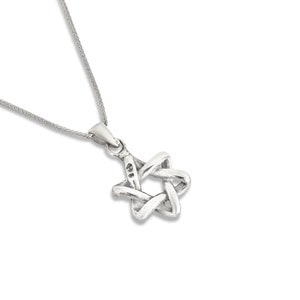 Modern 3D Sterling Silver Star of David Necklace