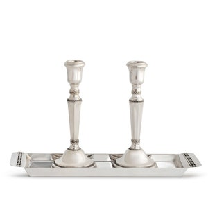 Large Shabbat Candlesticks Made 925 Sterling Silver with Filigree Rim - Traditional Jewish Wedding Gift