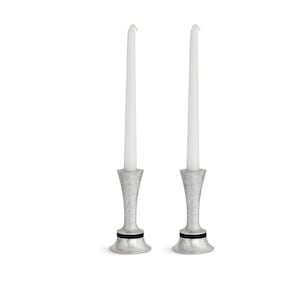 Modern Anodized Aluminum Sabbath Candle Holders With Hammered Finish - Jewish Wedding Gift
