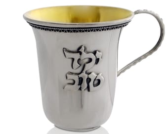 Classic 925 Sterling Silver Good Boy Kiddush Cup for Newborn  -  Modern Judaica Baby Shower Gift