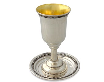 Classic & Beautiful 925 Sterling Silver Kiddush Cup with Traditional Yemeni Filigree