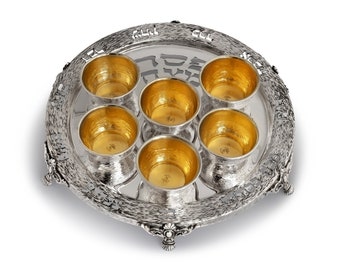 Special Sterling Silver Seder Plate With Hammered Finish That Doesn't Get Tarnish - Hand Made in Israel