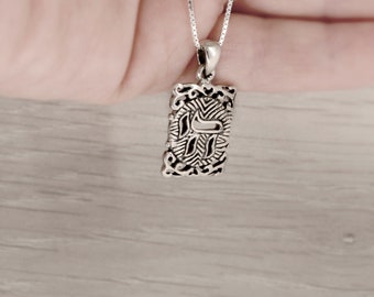 Textured Cut-Out Designed Sterling Silver Chai Pendant