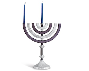 Aluminum Rotating Hanukkah Menorah with Hammered Finishing