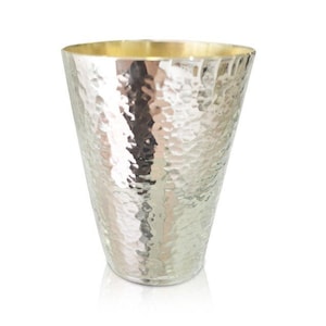 Modern 925 Sterling Silver Liquor Cup with Hammered Finish - Modern Judaica Newborn Gift
