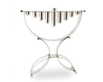 Extraordinary Contemporary Hanukkah Menorah Crafted in 925 Sterling Silver