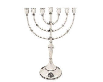 Large Size Sterling Silver Menorah with Traditional Yemenite Filigree