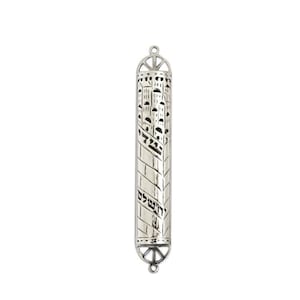 Jerusalem Sterling Silver Mezuzah Case, cut-out Jerusalem motif, Kosher Scroll For parchment size 2.35&#39;&#39; (6cm), Unique Mezuzah Case,